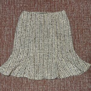 Jones New York skirt Cream brown tweed tulip hem ruffle bottom A-Line Womens 6